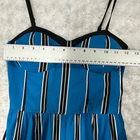 Band of Gypsies Woman's L Moissanite Black Blue& White Striped Corset Jumpsuit - Picture 4 of 12